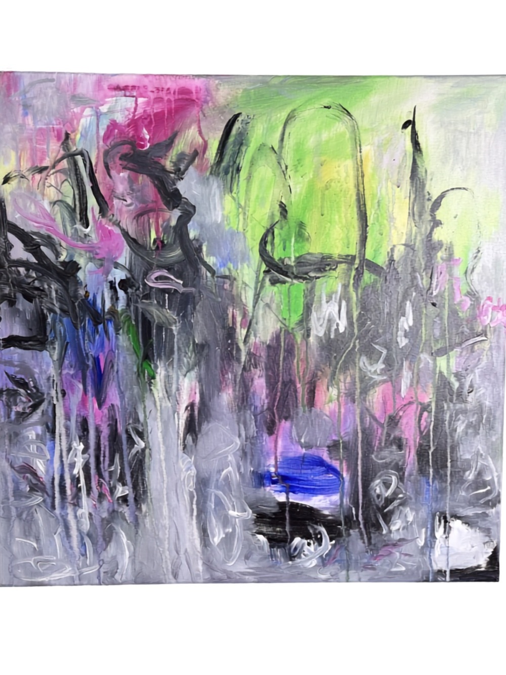 Abstract Expression Green and Pink Contemporary Canvas Acrylic Saul Gefen, 2026